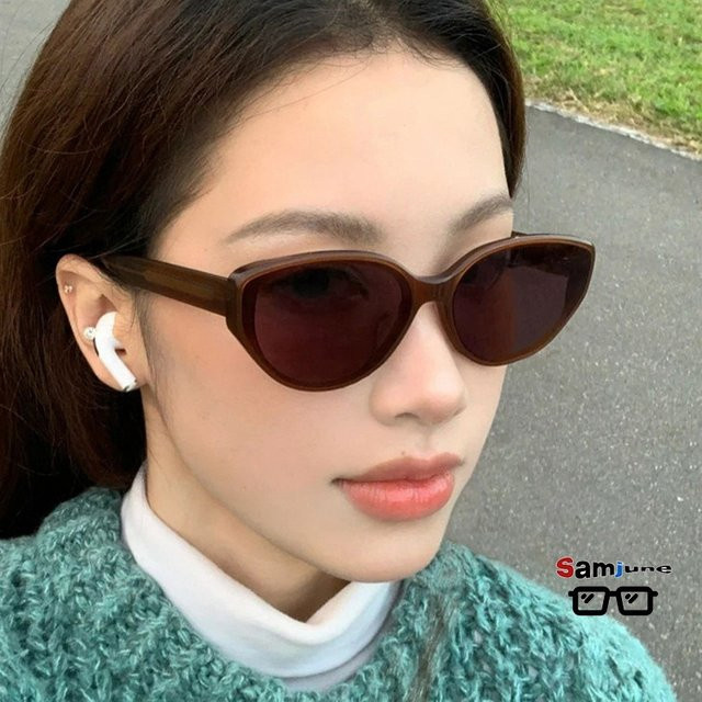 Samjune Cat-Eye Sonnenbrille für Damen, Vollrand, braun, Kunststoff - Bild 1