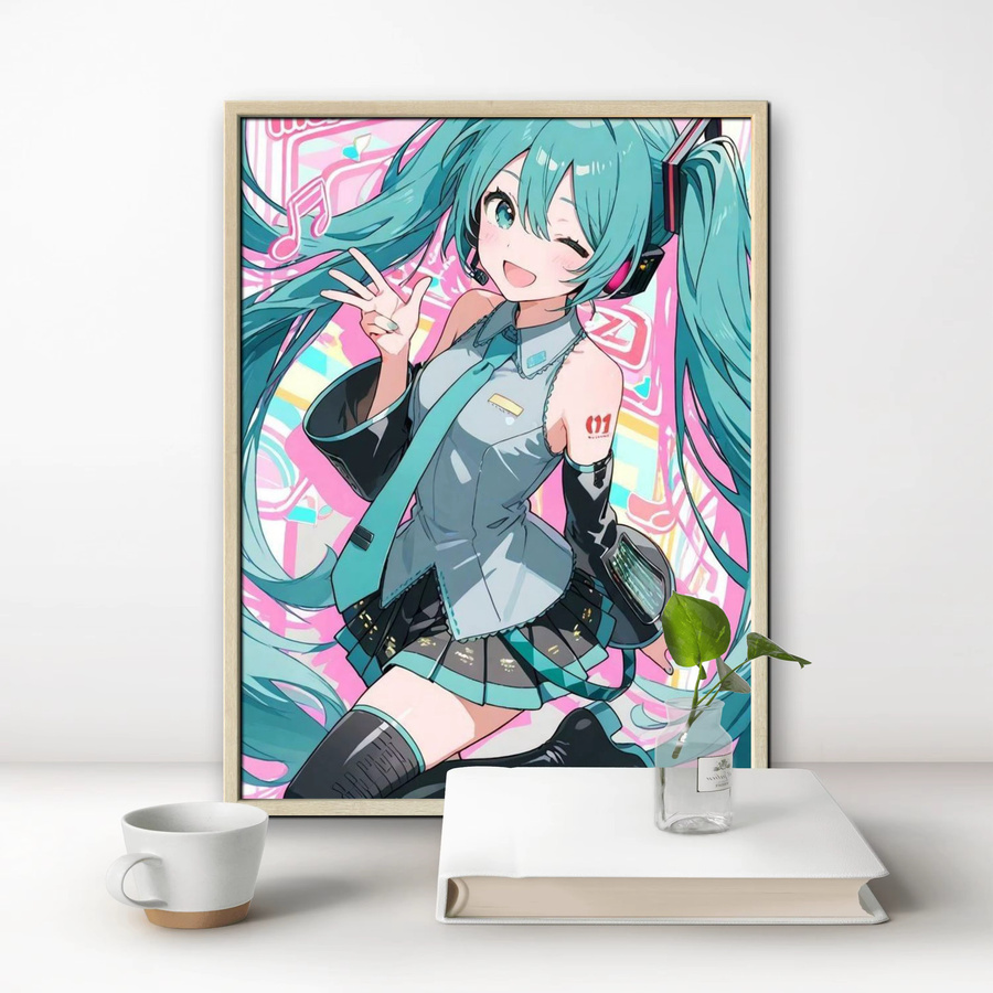 Potdemiel Hatsune Miku Anime DIY Diamantmalerei 5D Vollrund Wandkunst in Multicolour, B: 40 cm, H: 30 cm - Bild 2