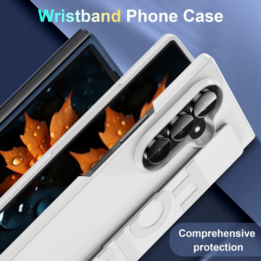 Matte Silikon-Handyhülle mit Handschlaufe für Samsung Galaxy Fold 7, 6, 5, 4, 3 5G, ultradünn und stoßfest, Farben: Schwarz, Blau - Bild 4