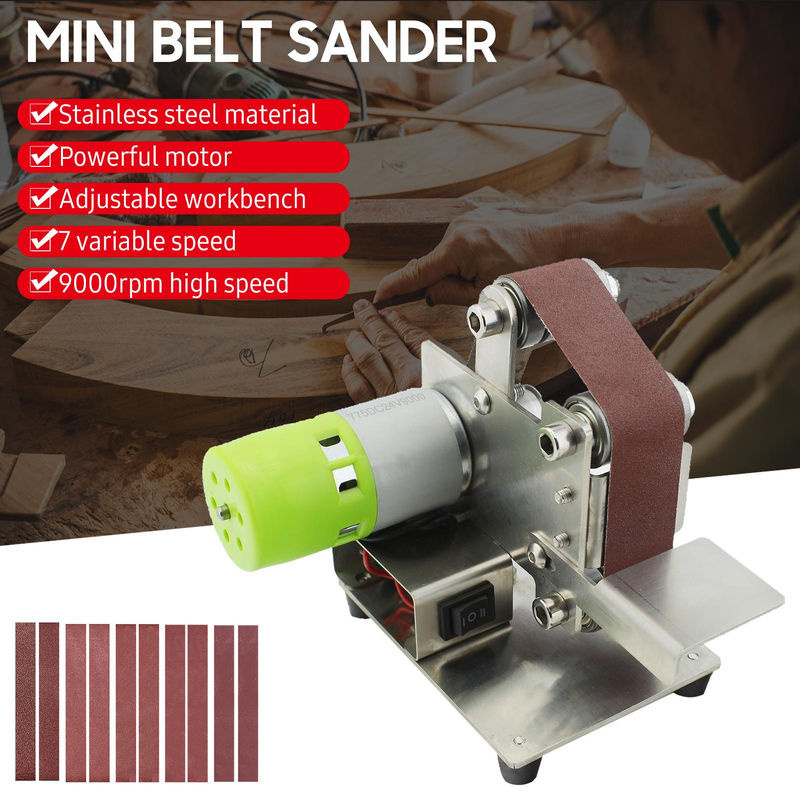 Aimo Mini-Bandschleifer in Silber mit 7 variablen Geschwindigkeiten, 10 Schleifbändern und 30 mm Bandbreite - Bild 7