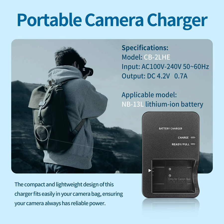 Canon NB-13L Batterie Ladegerät CB-2LH CB-2LHT CB-2LHE in Schwarz für G1 G5x G7x G9X Sx620 Sx720 Sx730 Sx740 HS Kameras - Bild 5