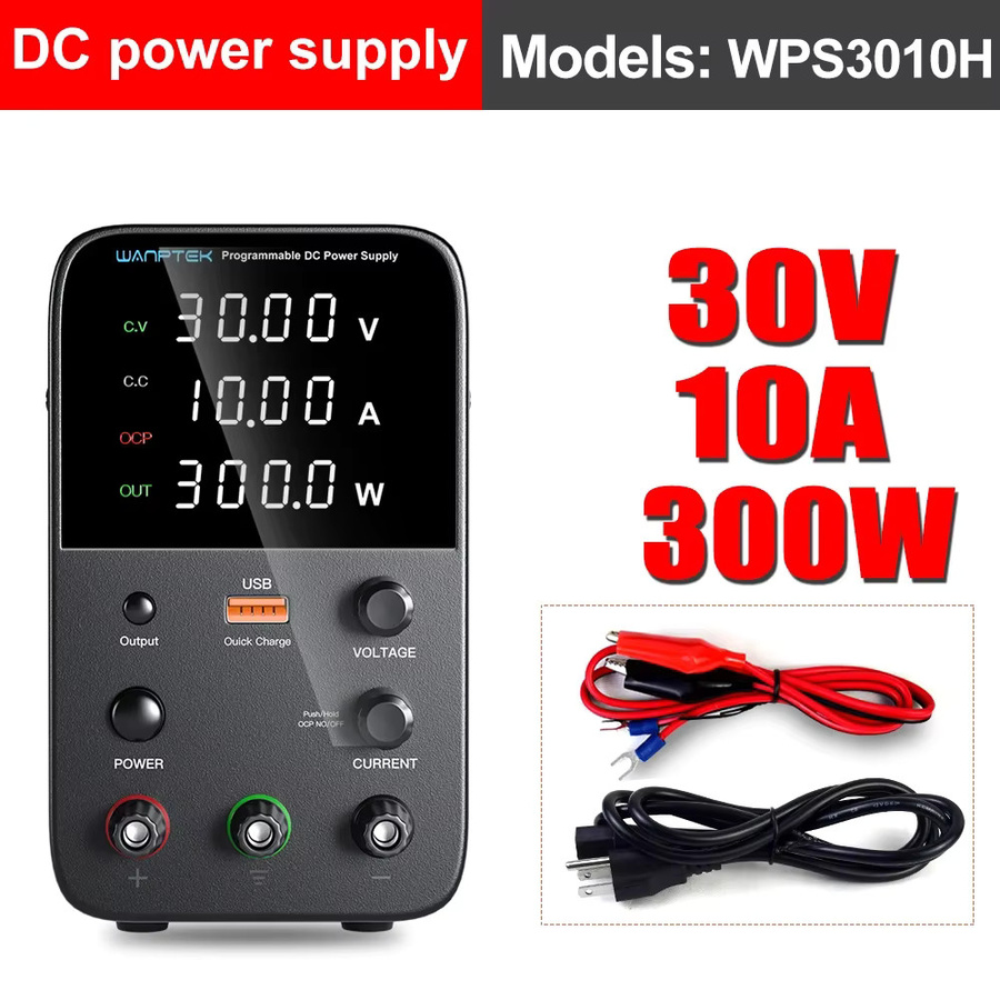 Wanptek DC-Labornetzteil Schwarz, variables Tischnetzteil als Spannungsregler mit 30 V und 10 A - Bild 5