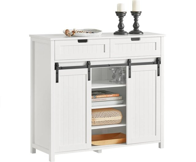 SoBuy Küchenschrank Sideboard Buffet Kommode mit Schiebetür in Weiß FSB74-W, B/T/H: 93 x 35 x 104 cm - Bild 1
