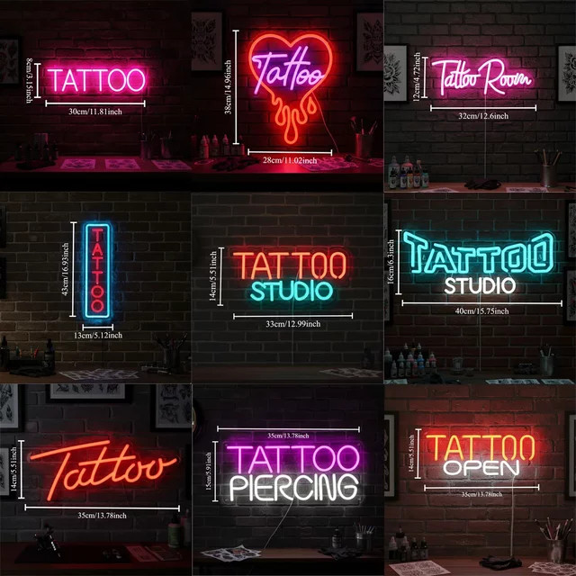 Dimmbares Tattoo Neon Schild in Multicolour für dein Tattoo Studio oder Büro als moderne Wanddekoration - Bild 1