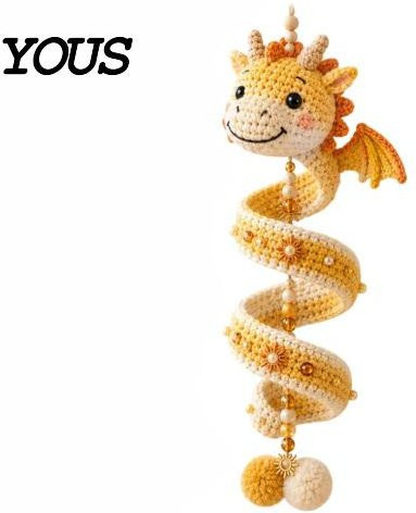 DIY Garn-Drachen Hängeornament Set in Gelb als handgehäkeltes Kunsthandwerk-Dekorationsset - Bild 1
