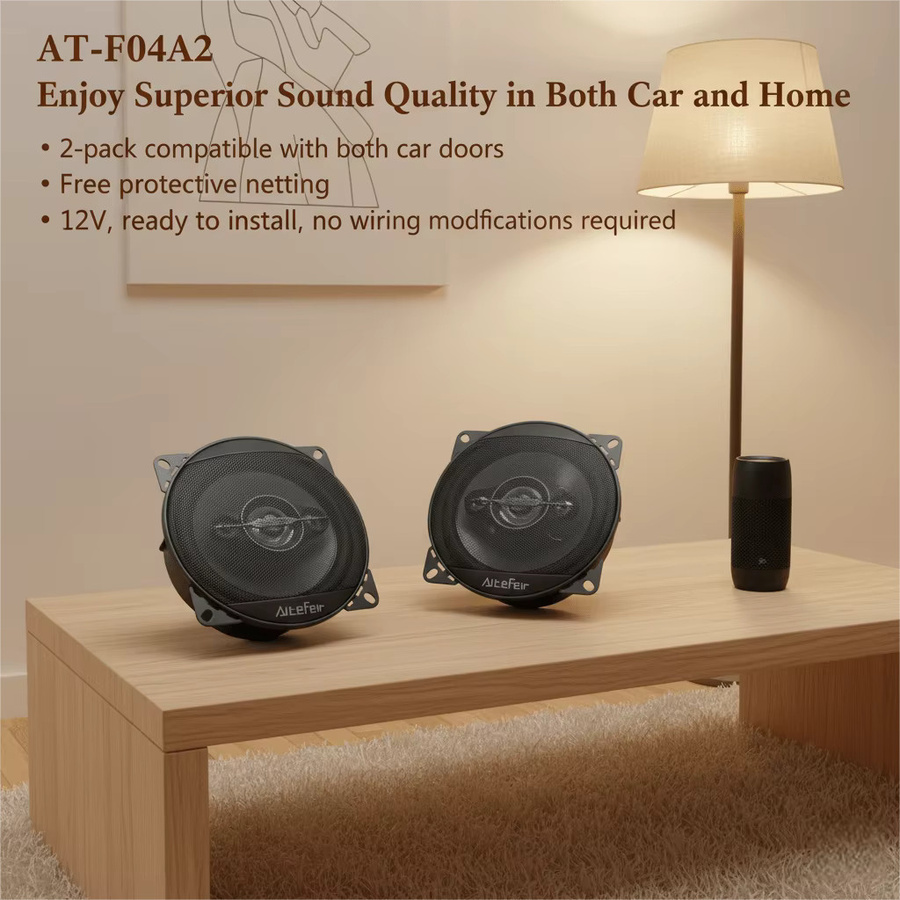 AiteFeir 4-Zoll Koaxiallautsprecher Super Heavy Subwoofer mit Hochtöner und Staubschutzgitter, 4-Wege-Mehrkanal, Schwarz - Bild 4