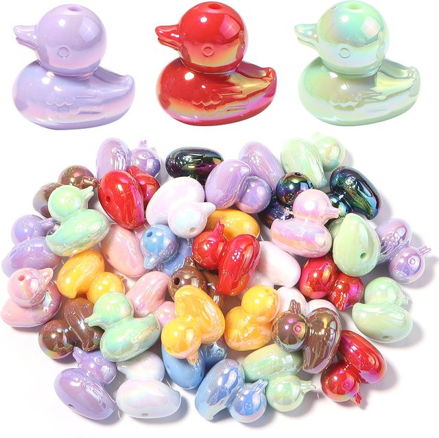 lingsai Charms, 5 Stück/Set, Cartoon-Enten-Form, Acryl, Bunt, Unisex - Bild 1