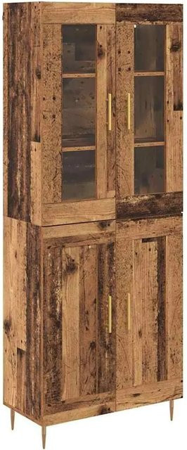 vidaXL Highboard 2-teilig aus Altholz und Holzwerkstoff in Braun mit Glastüren und Regalböden für dein Wohnzimmer - Bild 1