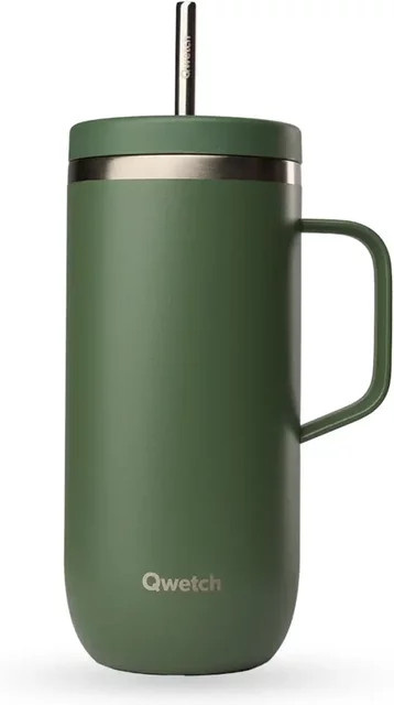 Isolierter Edelstahlbecher mit Henkel von Qwetch in Grün, 0,335 l - Bild 1