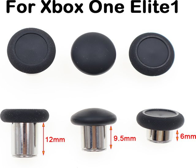 TingDong Metall-Pilzkopf-Wippenknöpfe für Xbox One Elite Series 1 Controller, 1 Paar, Schwarz, Set mit hohen, mittleren und niedrigen Tasten - Bild 1