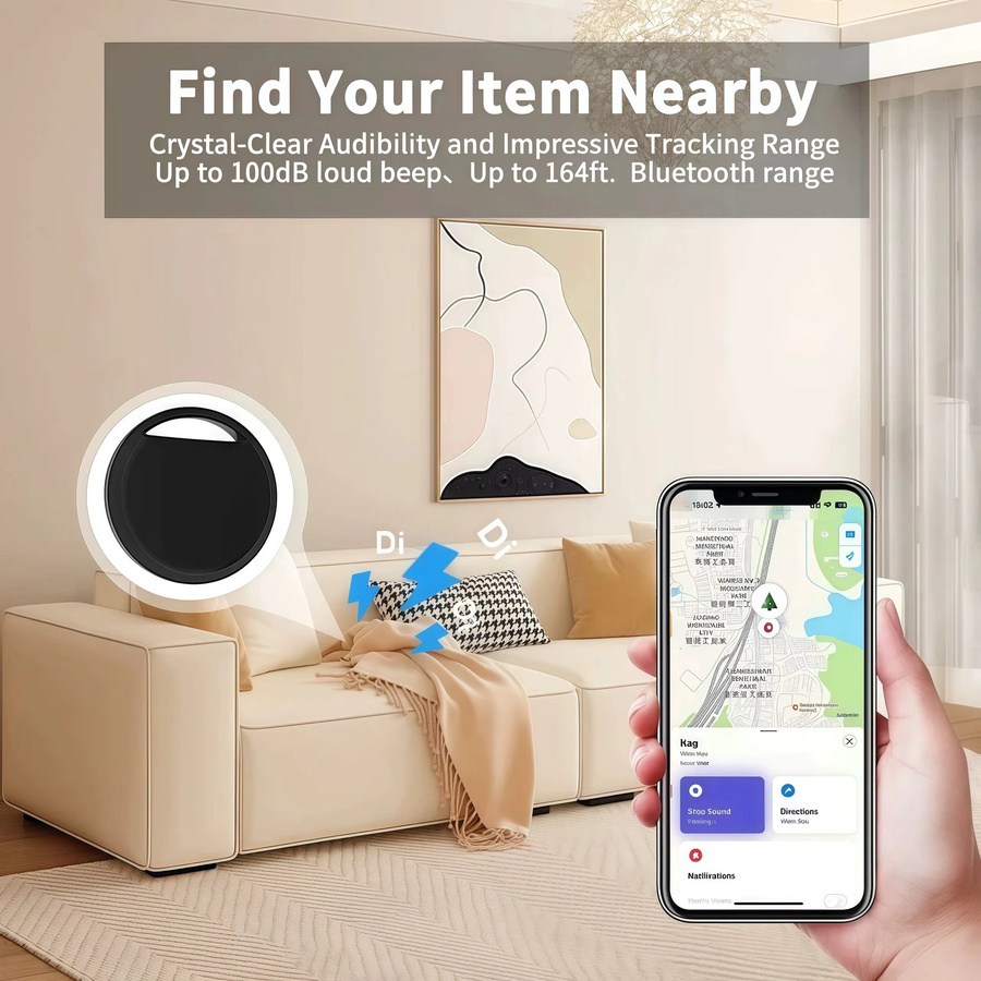 Lenovo Bluetooth GPS Tracker IPX5 Wasserdicht in Schwarz, kompatibel mit iOS Find My für Schlüssel, Haustiere und Gepäck - Bild 6