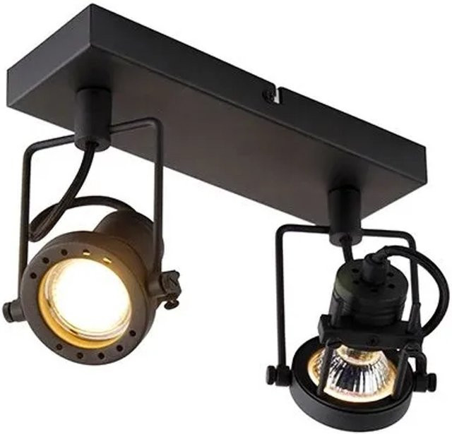 QAZQA Industriespot Suplux 2-flammige Pendelleuchte aus Stahl in Schwarz, dimmbar, GU10 - Bild 1