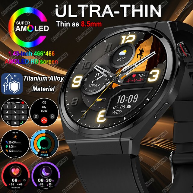 BOXUXING Smartwatch, Titan, Silikon, Schwarz, Unisex - Bild 1