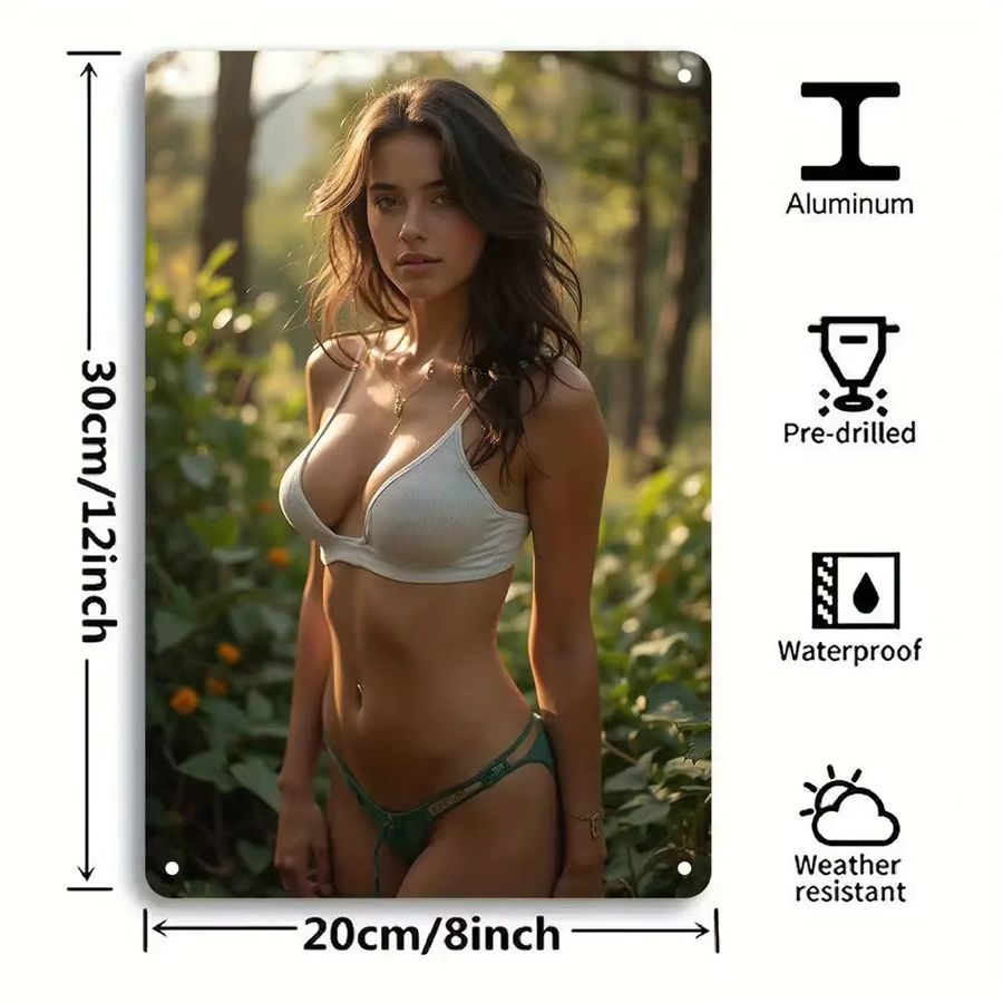 Vintage Wandkunstschild aus Metall von HELLOYOUNG in Weiss, ungerahmte Metall-Wanddekoration im Portraitformat, Breite: 20,3 cm, Höhe: 30,5 cm - Bild 2