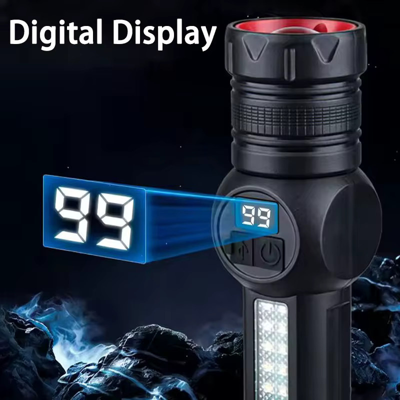 Mikenoon Taktische LED-Taschenlampe mit USB-Aufladung und Zoom-Funktion in Schwarz - Bild 3