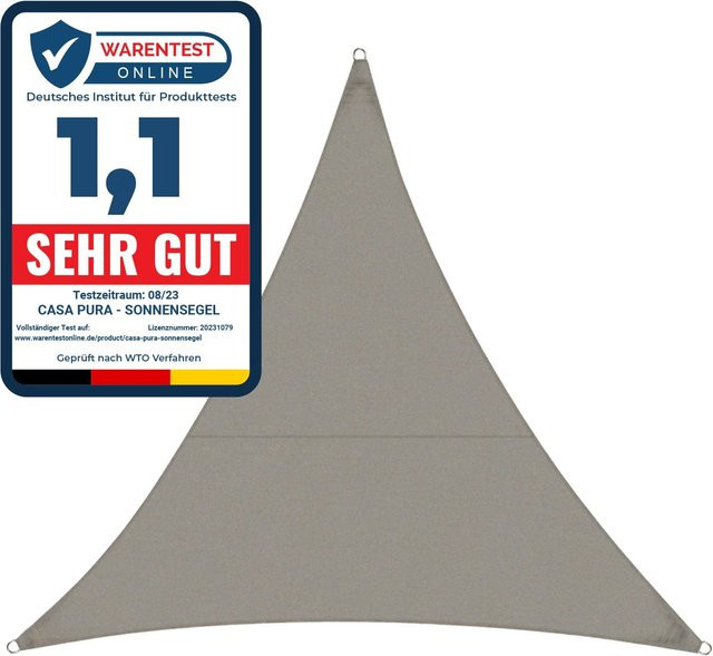 Casa Pura Wasserabweisendes Sonnensegel Dreieckig aus Polyester, Grau, B/T/H: 5 x 5 x 7 m - Bild 1
