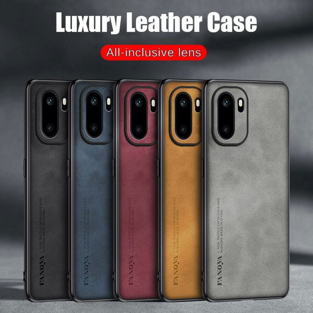 Stoßfeste Lammfell-Lederhülle für OnePlus Ace 6 und Ace 5 Pro mit Linsenschutz in Rot - Bild 1