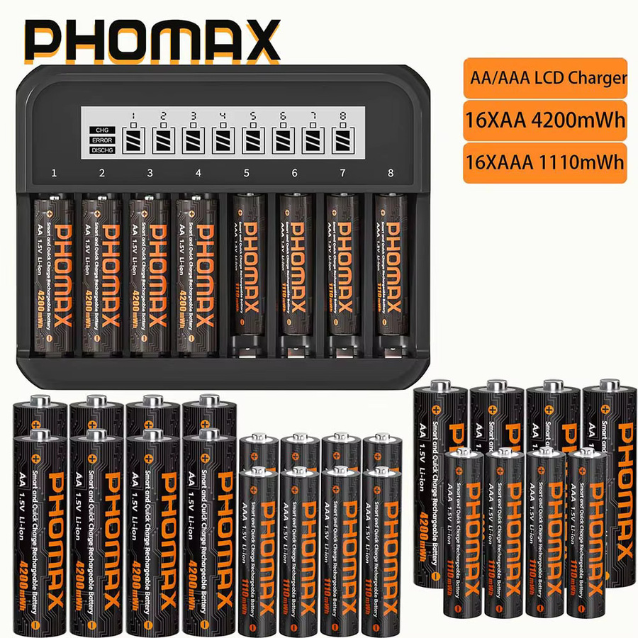 PHOMAX Li-Ionen-Akku-Ladegerät für AA und AAA Batterien, 1,5 V, Schwarz - Bild 6