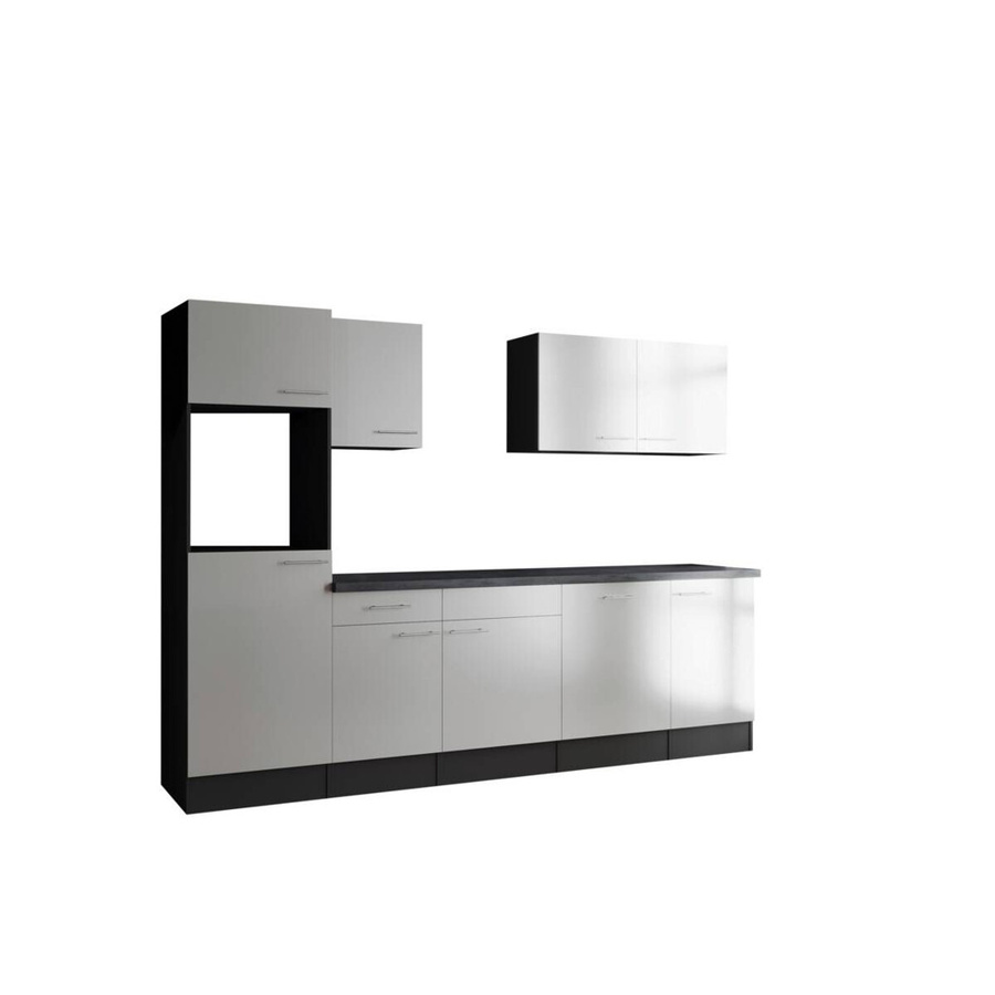 Respekta Küchenzeile Oliver modern in Weiß und Grau mit Granit Optik, B/H/T: 280 x 90 x 60 cm - Bild 3
