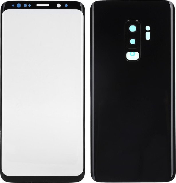 Ersatzset für Samsung S9+ G965 mit Glasabdeckung für die Rückseite, dem Frontbildschirm und der Kameralinse in Schwarz - Bild 1