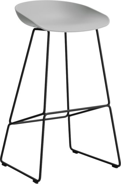 HAY About A Stool AAS 38 Hocker in Grau mit Stahlgestell und Polypropylen-Sitzschale im industriellen Design - Bild 1