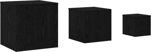 vidaXL Nestingtisch 3-teilig in Schwarzer Eiche, modern und quadratisch, B/T/H: 45 x 45 x 45 cm - Bild 1