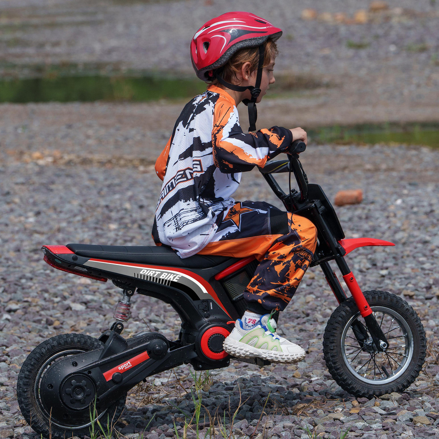 HOMCOM Moto Cross Elektromotorrad mit Musik und Scheinwerfer Rot 8-12 Jahre - Bild 2