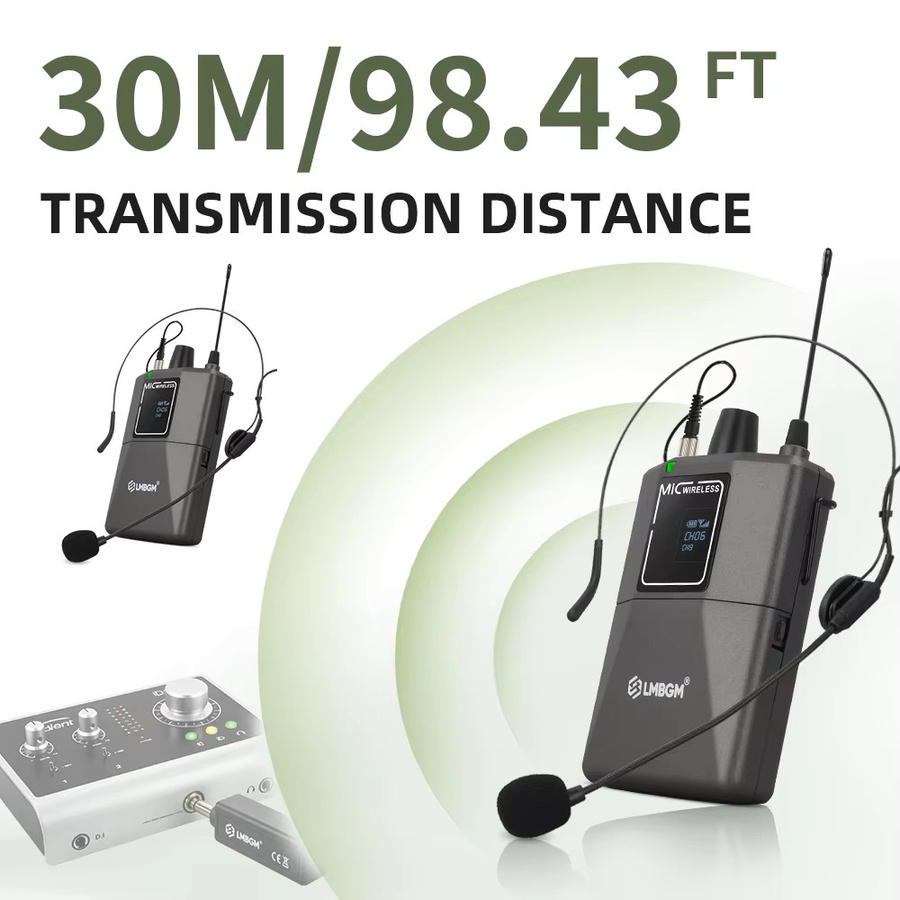 LMBGM W2 Kabelloses Headset-Mikrofon-Set in Schwarz mit USB-C-Ladeempfänger für Reden und Online-Unterricht - Bild 2