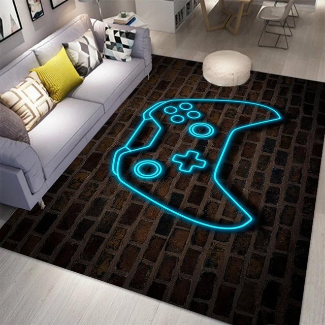 Wucifang Jewelry Kinder Gaming Teppich mit Gamepad-Motiv in Schwarz, Breite: 40 cm, Länge: 120 cm - Bild 1