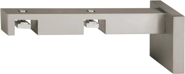 Mydeco Gardinenstangen-Halterung 2-läufig in Edelstahl-Optik, Silber, Wandmontage - Bild 1