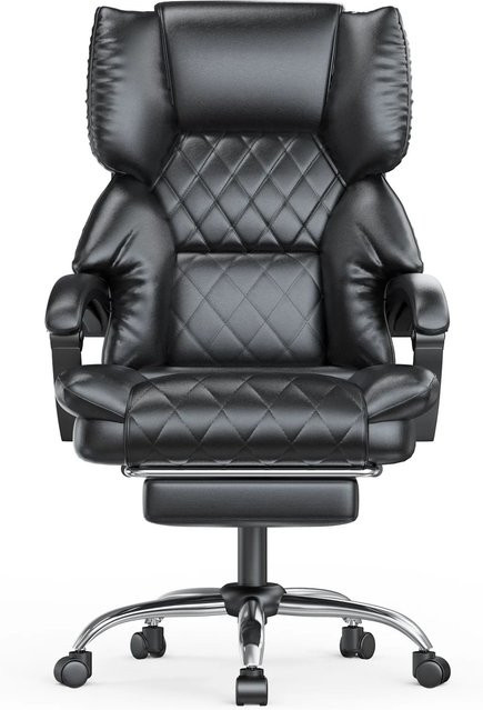 Rattantree Executive Bürostuhl Ergonomisch aus PU Leder mit Fußstütze und 360 Grad Drehsitz in Schwarz - Bild 1