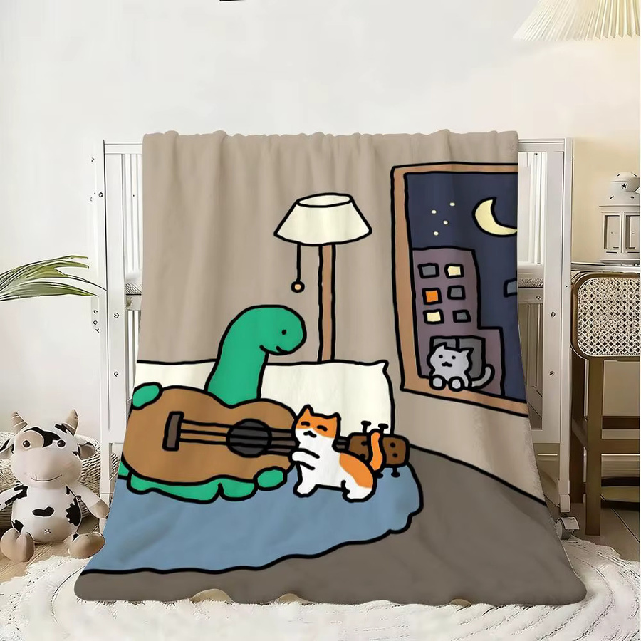 Cartoon Art J-Joguman Überwurf aus weichem Flanell und Fleece in Weiß und Multicolour für Sofa und Bett - Bild 2