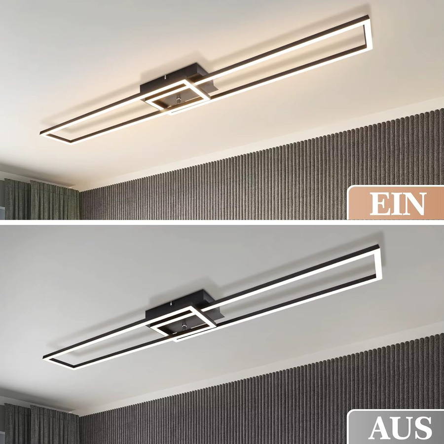 Moderne LED Deckenlampe von Nettlife in Schwarz, 36W dimmbar mit Fernbedienung für Wohnzimmer, Küche und Schlafzimmer - Bild 5
