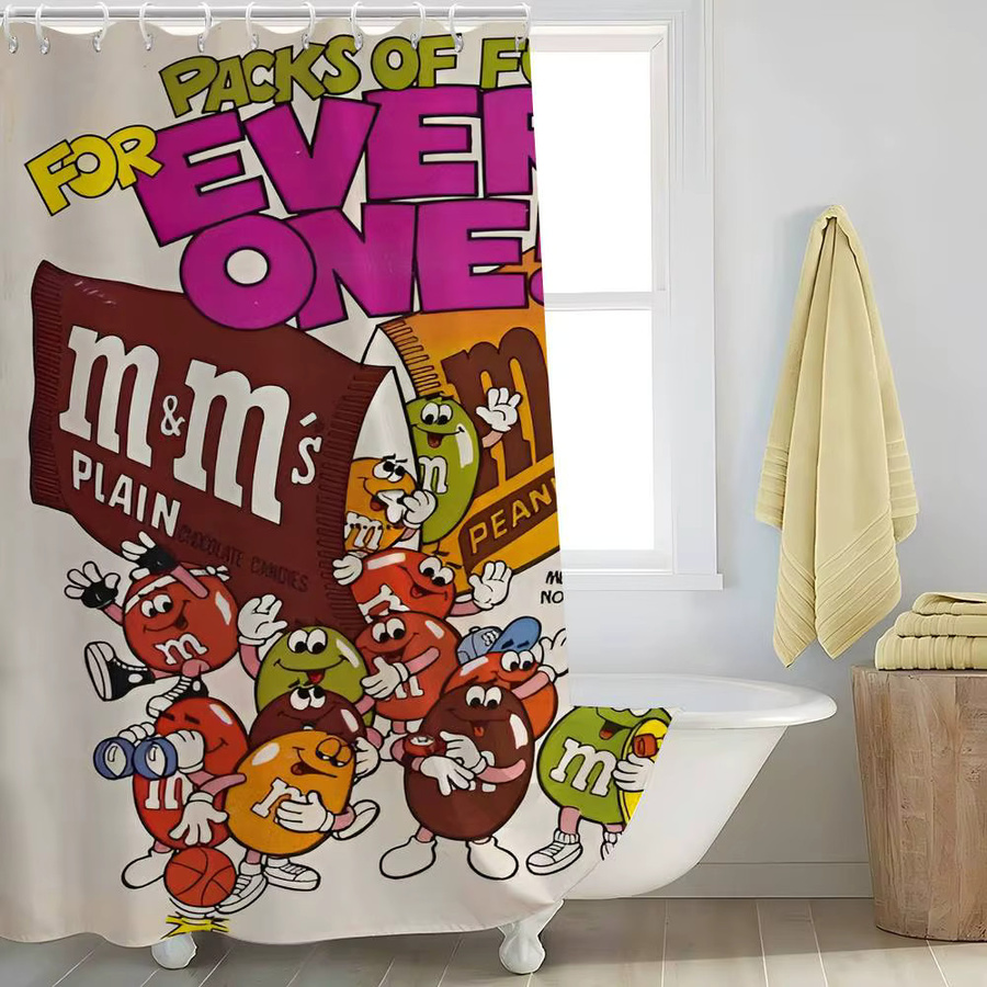 M&M'S Chocolate bedruckter Duschvorhang für dein Badezimmer, wasserdicht und schimmelresistent, Mehrfarbig, B: 150 cm, H: 180 cm - Bild 5