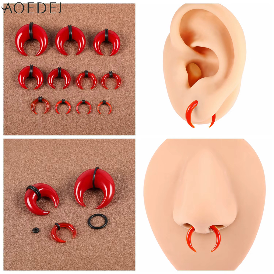 AOEDEJ Nasenringe, Ohrstöpsel und Tunnel, Glas, Bunt, Unisex, 1,6 mm-16 mm - Bild 2