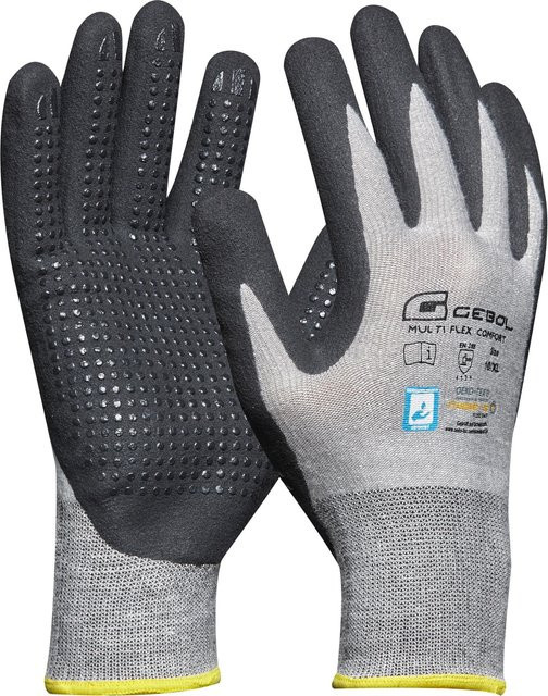 Gebol Handschuh Multi Flex Comfort in Grau mit Nitrilbeschichtung Größe 8 - Bild 1