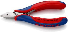 Knipex Elektronik-Seitenschneider 77 52 115 mit durchgestecktem Gelenk und Mehrkomponenten-Hüllen in Rot, Länge: 115 mm - Bild 1
