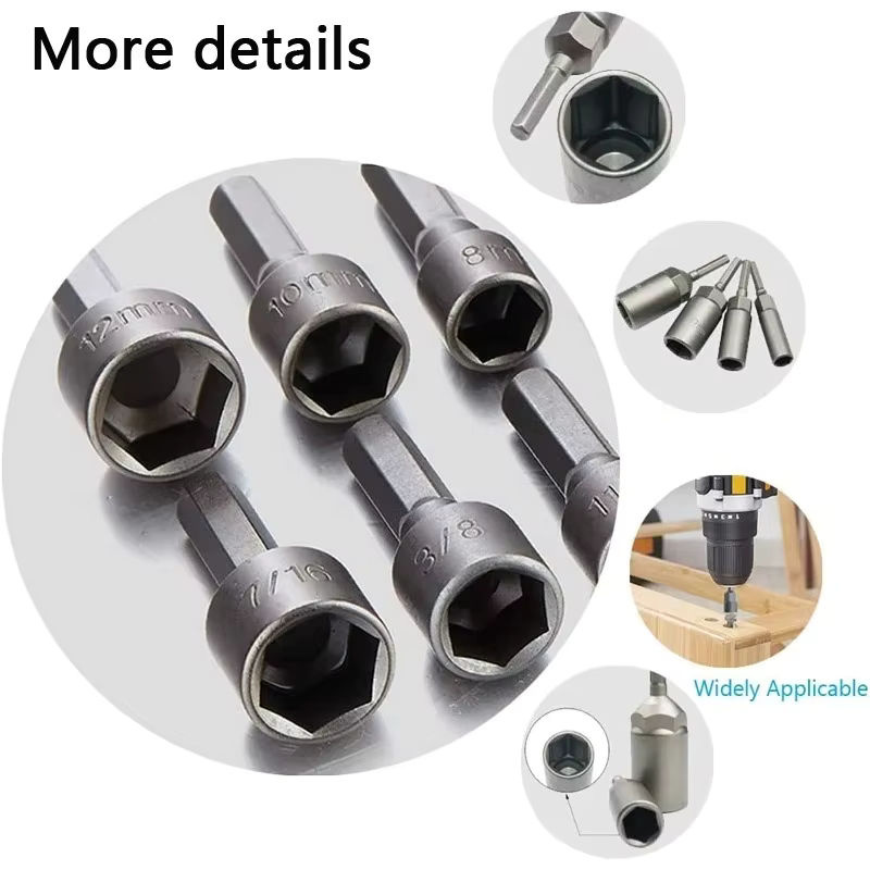 WEEKS Hex-Buchsenset mit Adapter und Schraubendreher-Bits in Silber, 5mm-13mm für Auto-Reparaturen und Power-Werkzeug-Zubehör - Bild 5