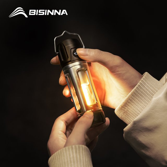 BISINNA Wiederaufladbare Camping-Laterne in Silber mit 3 Modi, wasserdichte Outdoor-Taschenlampe für Camping und Wandern - Bild 1