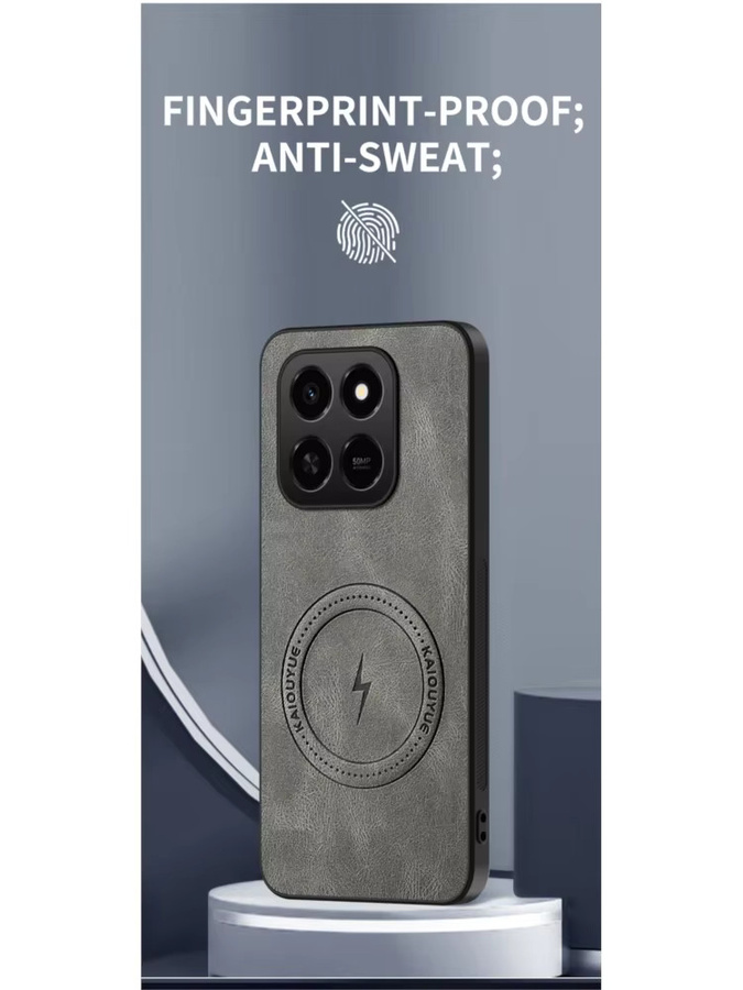 Luxuriöse Leder-Handyhülle mit Magnetverschluss und matter Oberfläche für HONOR X7D X9D X7C X9C X9B X7B X8D X8C in Grau im Business-Stil mit Blitzfunktion - Bild 2