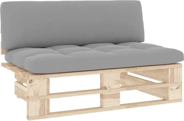 vidaXL Outdoor-Mittelsofa aus imprägniertem Kiefernholz mit grauen Polstern für Garten und Terrasse - Bild 1