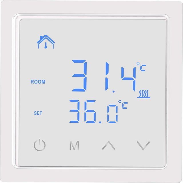 Igeteck Smart Thermostat 16A Fußbodenheizung Temperaturregler mit LED-Touchscreen und Kindersicherung, Weiß - Bild 1