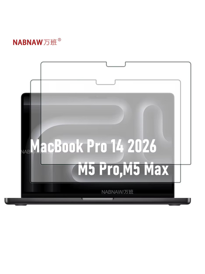 NABNAW Displayschutzfolie aus gehärtetem Glas für Apple MacBook Pro 14 (2026) M5 Pro und M5 Max, 2-teilig, transparent - Bild 3