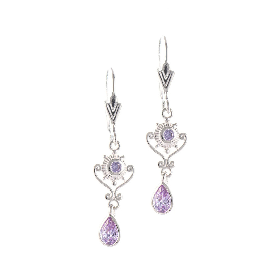 Ohrringe 925 Silber, Zirkonia, flieder, Damen - Bild 1