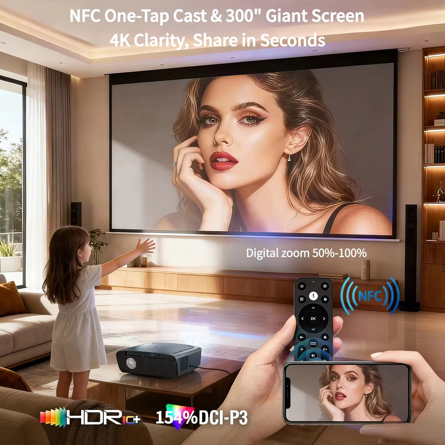 CWEUG 4K Ultra HD Tageslicht-Projektor mit 4000 ANSI Lumen, Google TV, Autofokus und Dual-Band WLAN für dein Heimkino - Bild 6