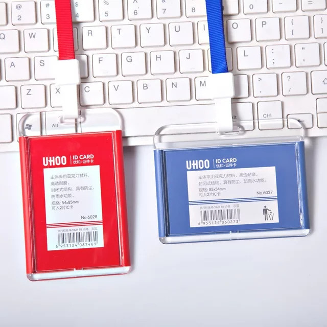 SOZAKKA Transparente Kartenhülle mit Lanyard für Ausweise, ID-Karten und Kreditkarten in Grau - Bild 1