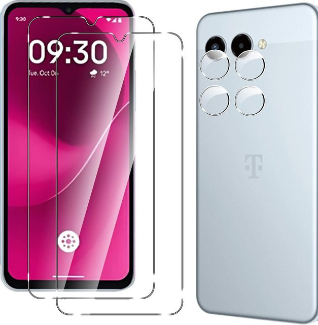 WISHXIN Displayschutzfolie aus gehärtetem Glas 2.5D 9H transparent für T-Mobile T Phone 3 Pro und T-Mobile Revvl 8 / Revvl 8 Pro inklusive Kameraobjektivschutz - Bild 1