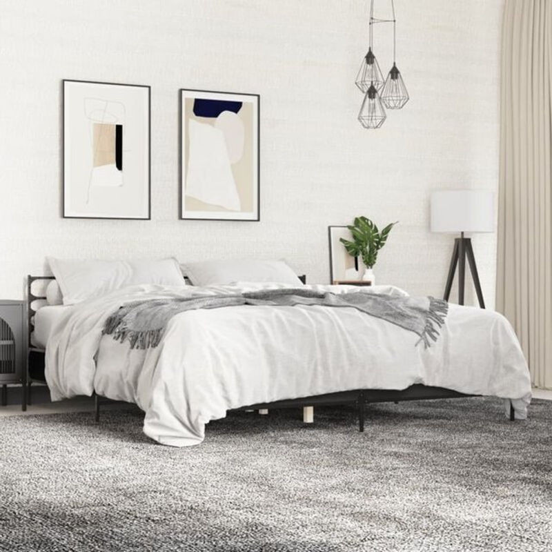 Vidaxl Bettgestell Modern in Schwarz aus Holz und Metall B/T/H: 180 x 200 cm - Bild 1