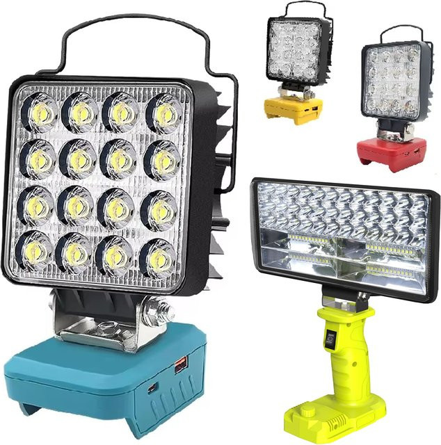 Akku-LED-Arbeitsleuchte und Taschenlampe kompatibel mit DeWalt, Makita, Bosch, Milwaukee und Ryobi M18 Akku-Gehäusen - Bild 1