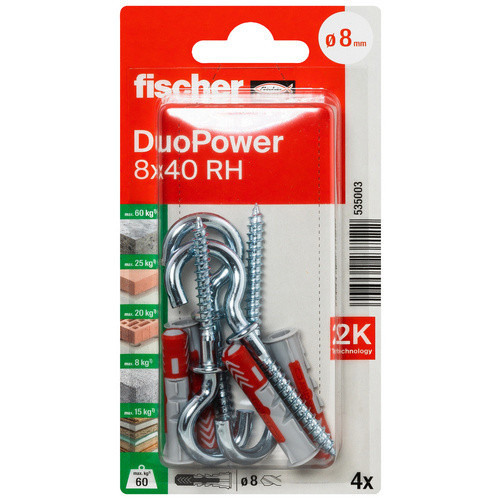 Fischer DuoPower Universaldübel Set aus Nylon und Kunststoff, mehrfarbig, Durchmesser: 8 mm, Länge: 40 mm - Bild 3